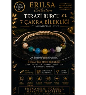 Sertifikalı Terazi Burcu 7 Çakra Doğal Taş Bileklik -Ayarlamalı Unisex Lüks Hem Bileklik Hem Halhal