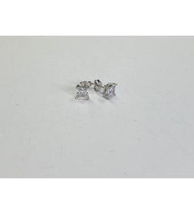 5mm Kare Tek Taş Gümüş Küpe