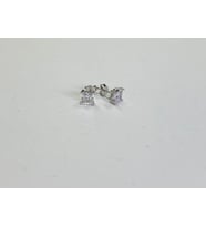 5mm Kare Tek Taş Gümüş Küpe