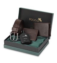 Polo Air Erkek %100 Hakiki Deri Cüzdan Kartlık Kemer Parfüm Kombin Set Kahverengi Renk PM-8003-K (Kahverengi)