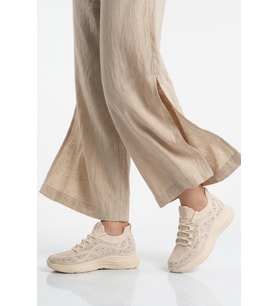 Ayakmod Bej Anorak Hafif Esnek Bağcıklı Kadın Casual Ayakkabı 2061 G