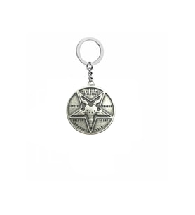 Lucifer Morning Star Goat Figürlü Çift Taraflı Metal Anahtarlık – Unisex Tasarım