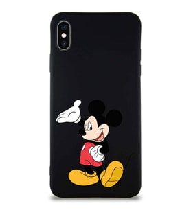 Apple iPhone XS Max Soft Premier Kapak Mickey Mouse-C Tasarımlı Silikon Kılıf - Siyah (Şeffaf)
