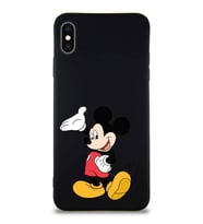 Apple iPhone XS Max Soft Premier Kapak Mickey Mouse-C Tasarımlı Silikon Kılıf - Siyah (Şeffaf)