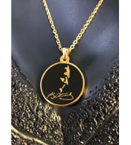 Vog K.Atatürk Silüeti V İmzası Sarı Çelik Unisex Sevgiliye Eşe Babaya Arkadaşa Hediye Çelik Kolye