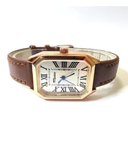 Marlas Retro Kadın Kol Saati, Vintage Tasarım, Roma Rakamlı, Deri Kordon, Sekizgen, Kolay Kullanım, Kahverengi Kordon, Rose Gold Renk