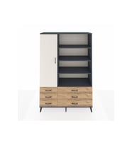 Hyperion Dolap 8 Raflı 6 Çekmeceli Tek Kapaklı  132x44x195 Antrasit-Aytaşı/Çam