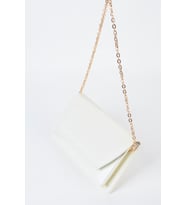 Kadın Beyaz Rugan Zarf Tasarım 2 Bölmeli Mini Zincir Askılı Çıt Çıt Kapama Clutch Ve El Çantası