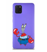 Samsung Galaxy A81 Soft Premier Kapak Bay Yengeç Tasarımlı Silikon Kılıf - Mor (Şeffaf)