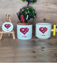 Love Sevgili Hediye Sepeti Kupa Bardak T Kulplu, Kalemlik ve Anahtarlık Sevgiliye Sevgililer Günü Hediyesi (Model 5)