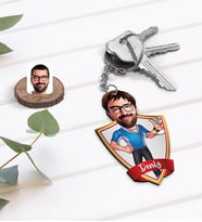 BK Gift Kişiye Özel İsimli Erkek Antrenör Karikatürlü Ahşap Anahtarlık-1