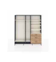Arges Dolap 9 Raflı 3 Çekmeceli 3 Askılı 220x30x243 Antrasit-Aytaşı/Çam