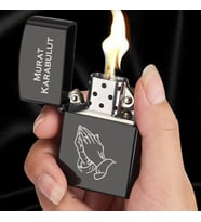 Kişiye Özel İsimli Benzinli Siyah Zippo Çakmak