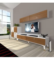 Decoraktiv Ekoflex 6Y Mdf Gold Tv Ünitesi Tv Sehpası - Beyaz Ceviz (Beyaz - Ceviz)