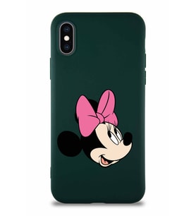 Apple iPhone XS Soft Premier Kapak Minnie Mouse-A Tasarımlı Silikon Kılıf - Yeşil (Şeffaf)