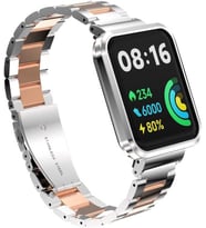Lexroo Xiaomi İle Uyumlu Redmi Watch 2 Lite KRD-60 Metal Kordon Gümüş-Rosegold