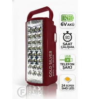 Gold Silver GS-2400 Şarjlı LED Işıldak: 24 SMD LED + Powerbank Özellikli