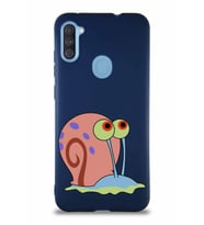 Samsung Galaxy M11 Soft Premier Kapak Salyangoz Gary Tasarımlı Silikon Kılıf - Lacivert (Şeffaf)