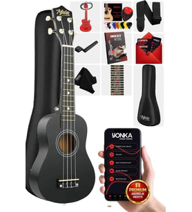 Midex UKX-233BK Siyah Concert Ukulele (Askı Çanta Metod Pena)