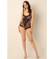 Dantel Detaylı Fantezi Bodysuit (Leopar)
