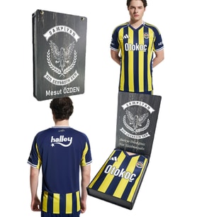 Fenerbahçe Orijinal 2025/26 Çubuklu Yeni Sezon Forma Kişiye Özel Hediyelik Ahşap Kutu (Beyaz)