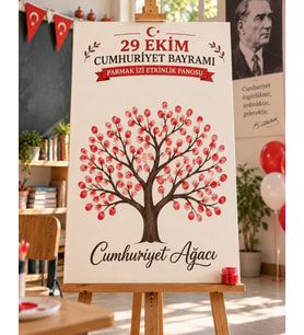 Cumhuriyet Ağacı Parmak İzi Panosu - 29 Ekim Cumhuriyet Bayramı Sınıf Etkinliği