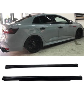 Renault Megane 4 Sedan Aero Yan Marşpiyel Seti Plastik 2 Adet Mat Siyah 2016 ve üzeri karlık+ek+bodykit