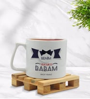 BK Gift Kişiye Özel Benim Yakışıklı Babam Tasarımlı Middle Beyaz Kupa Bardak Model 1