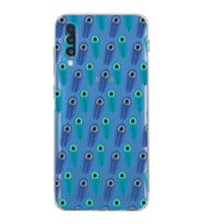 PrintiFy Samsung Galaxy A70 ile Uyumlu Nazar Boncuğu 4 Baskılı Kamera Korumalı Şeffaf Silikon Kılıf