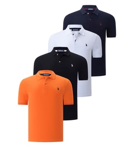 DÖRTLÜ SET T8561 DEWBERRY ERKEK T-SHIRT-SİYAH-BEYAZ-LACİVERT-TURUNCU (Karışık)
