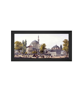 Kılıç Ali Paşa Külliyesi Motifli Kanvas Tablo 50 x 70 cm Siyah Çerçeve