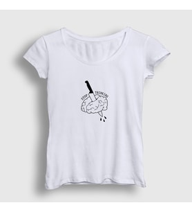 Presmono Kadın Beyaz Stop Thinking T-Shirt 290477tt (Beyaz)