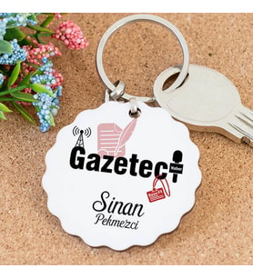 İsme Özel Gazeteci Papatya Anahtarlık