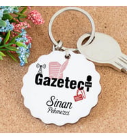 İsme Özel Gazeteci Papatya Anahtarlık