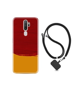 Oppo A5 A9 2020 Kılıf Silikon Ipli Boyun Askılı Desenli Sarı Kırmızı Boya 1708