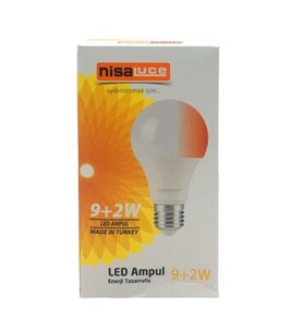 NİSALUCE EAMP-074/BK 9+2W E27 BEYAZ-KIRMIZI LED AMPUL