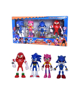 kirpi sonic amy knuckles metal sonik boom 4lü figür oyuncak seti (Turuncu)