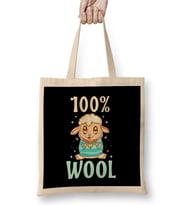 Cute & Funny %100 Wool Sheeps Are 100 Percent Wool Bez Çanta Uzun Saplı