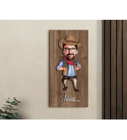 BK Gift Kişiye Özel Kovboy Karikatürlü Kabartma Figürlü Ahşap Tablo-4, Arkadaşa Hediye, Sevgiliye Hediye, Duvar Dekoru