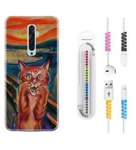 Oppo Reno 2Z 4 Lite 4 Pro 5 6 7 A31 Kılıf Kablo Koruma Spiral Silikon Tablo Cat 1788