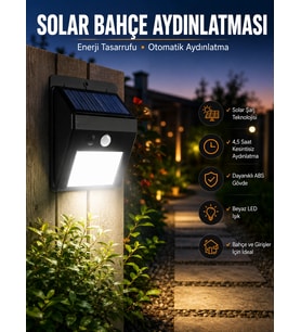 Solar Lamba Giriş, Bahçe Yol Avlu Hareket Sensörlü Led Parlak Gece Su Geçirmez
