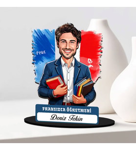 Erkek Fransızca Öğretmenine Hediye Karikatürlü Biblo
