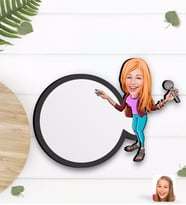 BK Gift Kişiye Özel Şarkı Söyleyen Kız Karikatürlü Ahşap Bardak Altlığı-1