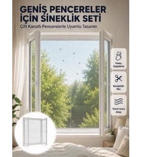 Çift Kanatlı Pencere Sineklik Seti Kesilebilir Koruyucu File