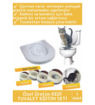Premium Kedi Klozet Alıştırma Kapağı Kum Kabı WC Yavru Yetişkin Kedi Hijyenik Tuvalet Eğitim Seti
