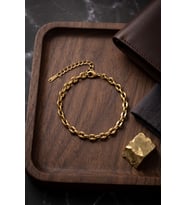 316L Çelik Gold Renk Rolo Zincir Model Erkek Bileklik TJ-EB3839