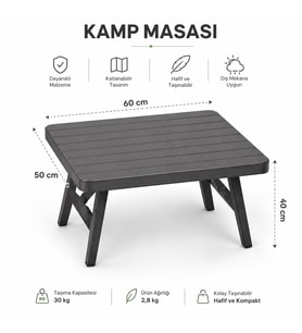 50x60 Katlanabilir Kamp Masası – Taşınabilir Piknik Masası – Dayanıklı ve Hafif Outdoor Masa