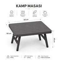 50x60 Katlanabilir Kamp Masası – Taşınabilir Piknik Masası – Dayanıklı ve Hafif Outdoor Masa