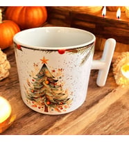 Yeniyıl Hediyelik Kupa, 2025, Çam Ağacı, Merry & Bright, Özel Tasarım Porselen Kupa