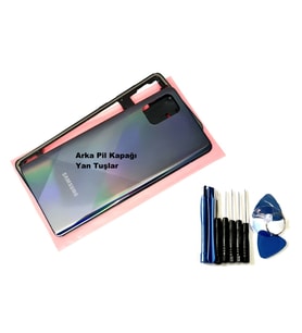 Tkgz Samsung Galaxy (SM-A715) A71 KASA Arka Pil Batarya Kapağı (TAMİR SETİ) SİYAH